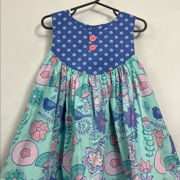Eleanor Rose Mint, blue and pink floral polka dot and bird print dress NWOT 4-5 - Picture 2 of 13